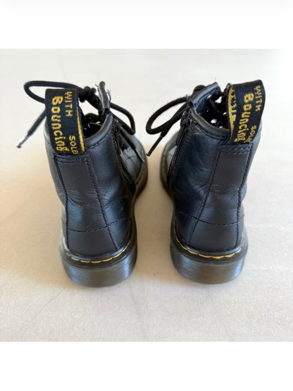 Dr. Martens Black Leather 8-Eye Lace-Up Boot with Yellow Stitching - Picture 6 of 6